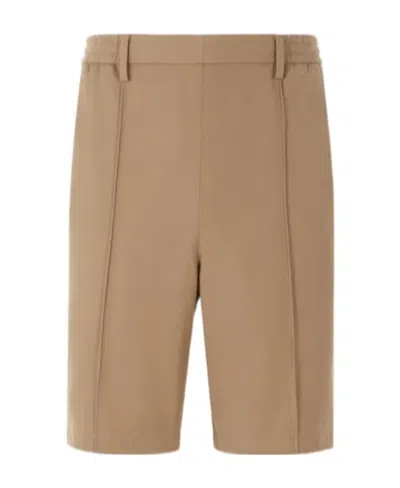 Ami Alexandre Mattiussi Elasticated Waistband Bermuda Shorts In Brown