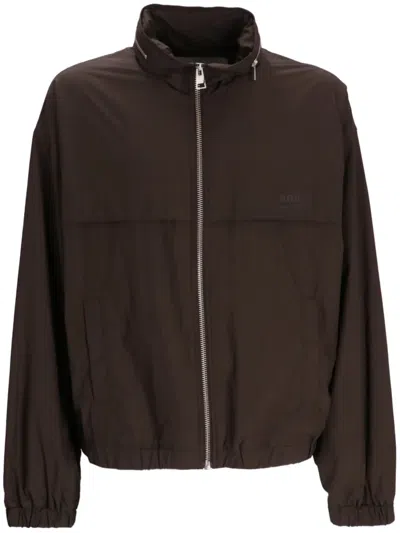 Ami Alexandre Mattiussi Elasticated Zipped Windbreaker In Braun
