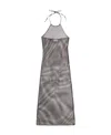 Ami Alexandre Mattiussi Embellished Halterneck Maxi Dress In Gray