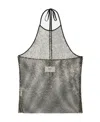 Ami Alexandre Mattiussi Embellished Mesh Halterneck Top In Gray