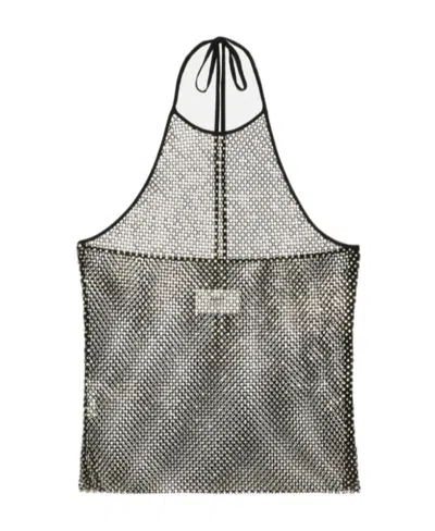 Ami Alexandre Mattiussi Embellished Mesh Halterneck Top In Gray