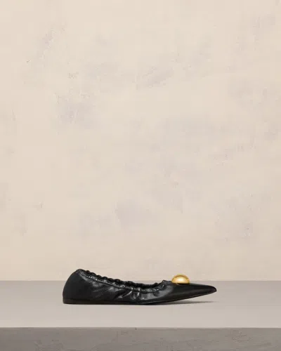Ami Alexandre Mattiussi Embellished Pointed Toe Ballerinas Black