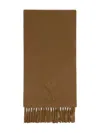 Ami Alexandre Mattiussi Embossed Ami De Coeur Fringed Scarf In Brown