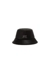 Ami Alexandre Mattiussi Logo-plaque Leather Bucket Hat In Black