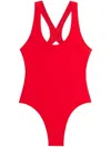 AMI ALEXANDRE MATTIUSSI EMBOSSED-LOGO CRISS-CROSS SWIMSUIT