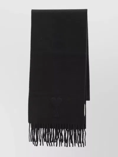 AMI ALEXANDRE MATTIUSSI EMBOSSED SCARF FEATURING FRINGED HEMS