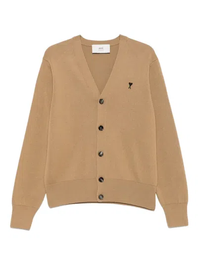 Ami Alexandre Mattiussi Embroidered Button-fastening Cardigan In Neutral