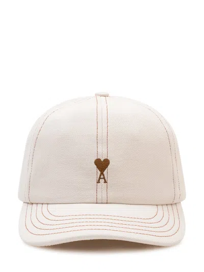 Ami Alexandre Mattiussi Embroidered Cap In Blanc Creme