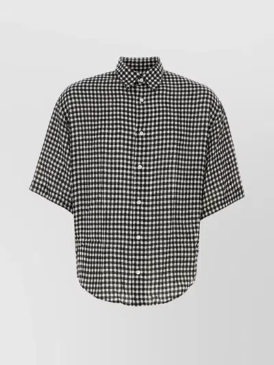 Ami Alexandre Mattiussi Embroidered Checkered Shirt Chest Pocket In Black