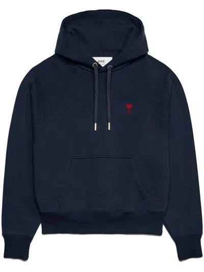 AMI ALEXANDRE MATTIUSSI EMBROIDERED COTTON HOODIE