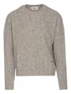 Ami Alexandre Mattiussi Grey Crew Neck Sweater With Lettering Logo In Alpaca And Wool Blend Woman In Gray