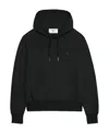Ami Alexandre Mattiussi Hooded Cotton Sweatshirt With Kangaroo Pocket And Ribbed Finish In Black