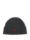 Ami Alexandre Mattiussi Ami Paris Ami Paris De Coeur Wool Beanie In Gray