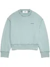 Ami Alexandre Mattiussi Embroidered-logo Cotton Sweatshirt In Blue