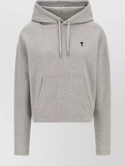AMI ALEXANDRE MATTIUSSI EMBROIDERED LOGO HOODIE WITH DRAWSTRING HOOD