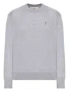 Ami Alexandre Mattiussi Ami Paris Ribbed Hem Sweater With Embroidered Logo In Gray