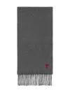 Ami Alexandre Mattiussi Ami Paris Ami Paris De Coeur Wool Scarf In Gray