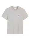 Ami Alexandre Mattiussi Ami Grey Organic Cotton T-shirt With Signature Monogram Motif