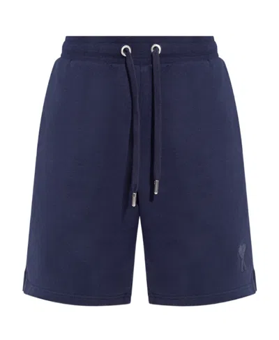 Ami Alexandre Mattiussi Embroidered-logo Track Shorts In Blue