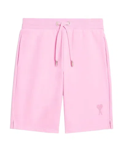 Ami Alexandre Mattiussi Embroidered-logo Track Shorts In Pink