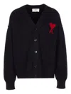 Ami Alexandre Mattiussi Ami Paris Ami Paris De Coeur Wool Cardigan In Black