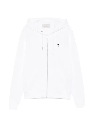 Ami Alexandre Mattiussi Ami Paris Ami De Coeur Zip-up Sweatshirt White Men