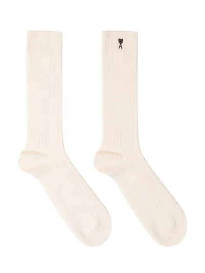 Ami Alexandre Mattiussi Embroidered Mini Socks In White