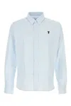 Ami Alexandre Mattiussi Adc Button-down Collar Logo-embroidered Striped Cotton Oxford Shirt In Blue