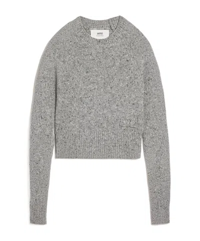 Ami Alexandre Mattiussi Speckled-knit Virgin Wool-blend Jumper In Gray