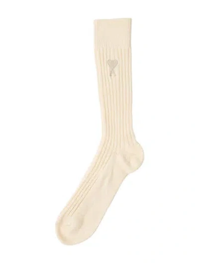 Pre-owned Ami Alexandre Mattiussi Embroidered Socks In Neutral