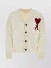 Ami Alexandre Mattiussi Embroidered V-neck Ribbed Sweater