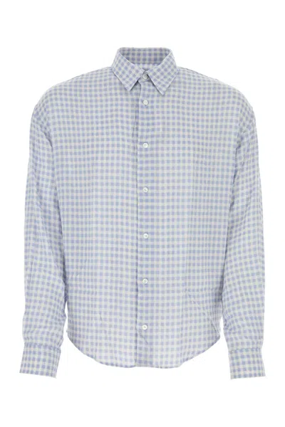 Ami Alexandre Mattiussi Viscose Shirt With Embroidered Checkered Pattern In Multicolor
