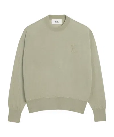 Ami Alexandre Mattiussi Embroidered Wool Sweater In Nude