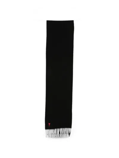 Ami Alexandre Mattiussi Embroidered-logo Scarf In Black