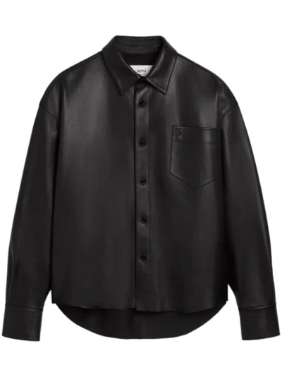 AMI ALEXANDRE MATTIUSSI EMBROIDERY LAMBSKIN SHIRT