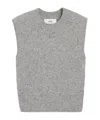 Ami Alexandre Mattiussi Embroidery Sleeveless Wool Sweater In Gray