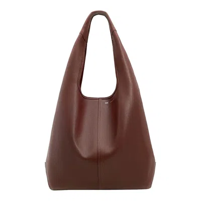 Ami Alexandre Mattiussi Etienne Bordeaux Shoulder Bag With Logo Print On The Front In Leather In Red