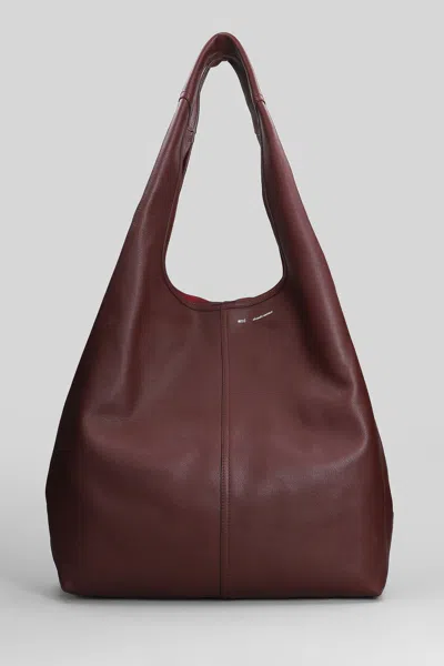 Ami Alexandre Mattiussi Etienne Hobo Bag Tote In Bordeaux Leather In Brown