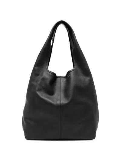 Ami Alexandre Mattiussi Etienne Black Shoulder Bag With Logo Print On The Front In Leather Woman