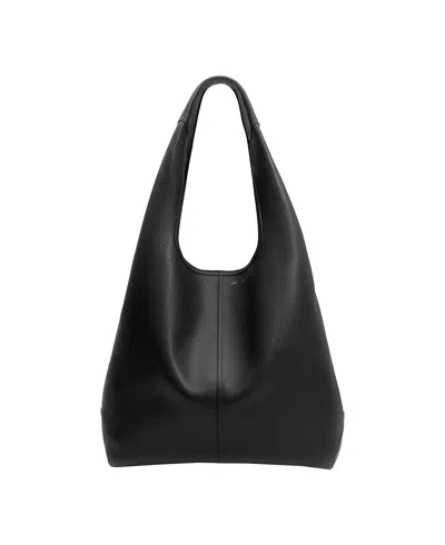Ami Alexandre Mattiussi Etienne Black Shoulder Bag With Logo Print On The Front In Leather Woman
