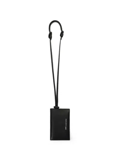 Ami Alexandre Mattiussi Etienne Strap Taurillon-leather Envelope Card Holder In Black