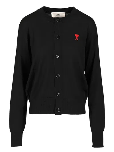 Ami Alexandre Mattiussi Extrafine Wool Cardigan Knitwear Black