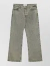 Ami Alexandre Mattiussi Faded Wash Straight Leg Jeans With Belt Loops In Green