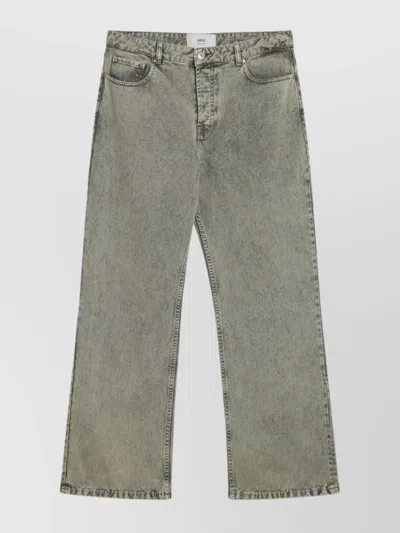 AMI ALEXANDRE MATTIUSSI FADED WASH STRAIGHT LEG JEANS WITH BELT LOOPS