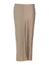 Ami Alexandre Mattiussi Two-tone High-waisted Midi Satin Skirt In Beige