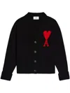 Ami Alexandre Mattiussi Ami Paris Ami De Coeur Black Cardigan Women In Black