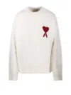 Ami Alexandre Mattiussi Relaxed-fit Wool Sweater With Heart Motif In Neutral