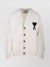 Ami Alexandre Mattiussi Felted Merino V-neck Cardigan In Neutral