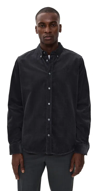 AMI ALEXANDRE MATTIUSSI FINE CORDUROY VELVET ADC SHIRT ANTHRACITE