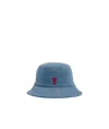 Ami Alexandre Mattiussi Ami Paris Blue Fisherman Hat With Logo Embroidered On The Front In Denim Woman In Blue